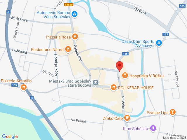 Google map: nám. Republiky 142 Soběslav